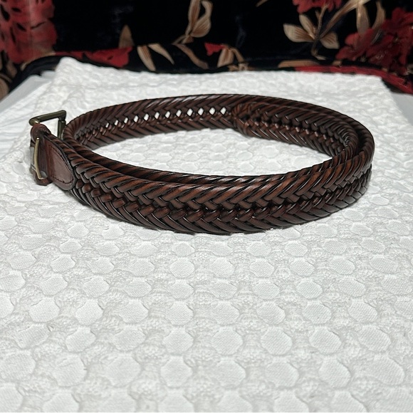 Nautica Men’s NWT Brown Leather Braided Belt Preppy Nautical Minimalist - Picture 5 of 15
